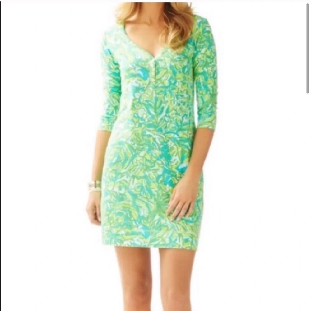 Lilly Pulitzer Palmetto Dress Green Parrot Sz S - Picture 2 of 8